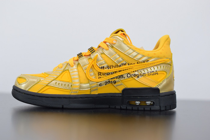 ofw nike air rubber dunk “university gold” cu6015-700