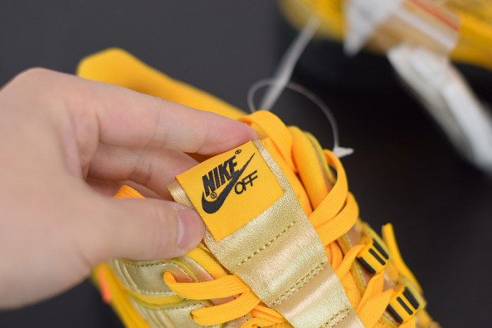 ofw nike air rubber dunk “university gold” cu6015-700