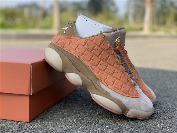 clot x air jordan 13 low sepia stone/canteen-terra blush at3102-200